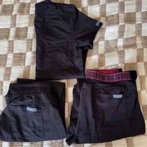 Med Couture Black and Burgundy Scrub Set